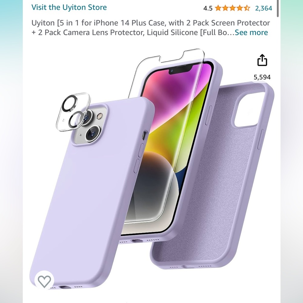 Brand new iPhone 14 plus case‎ with 2 screen protectors and 2 camera protectors
